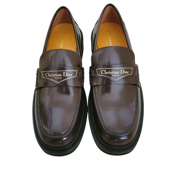 Christian Dior Boy Brown Brushed Calfskin Logo Loafers 36.5 6.5 - Authenticated - Picture 3 of 12